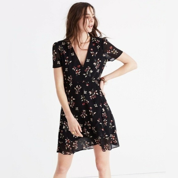 Madewell Black Dress with Floral Design - Picture 1 of 7